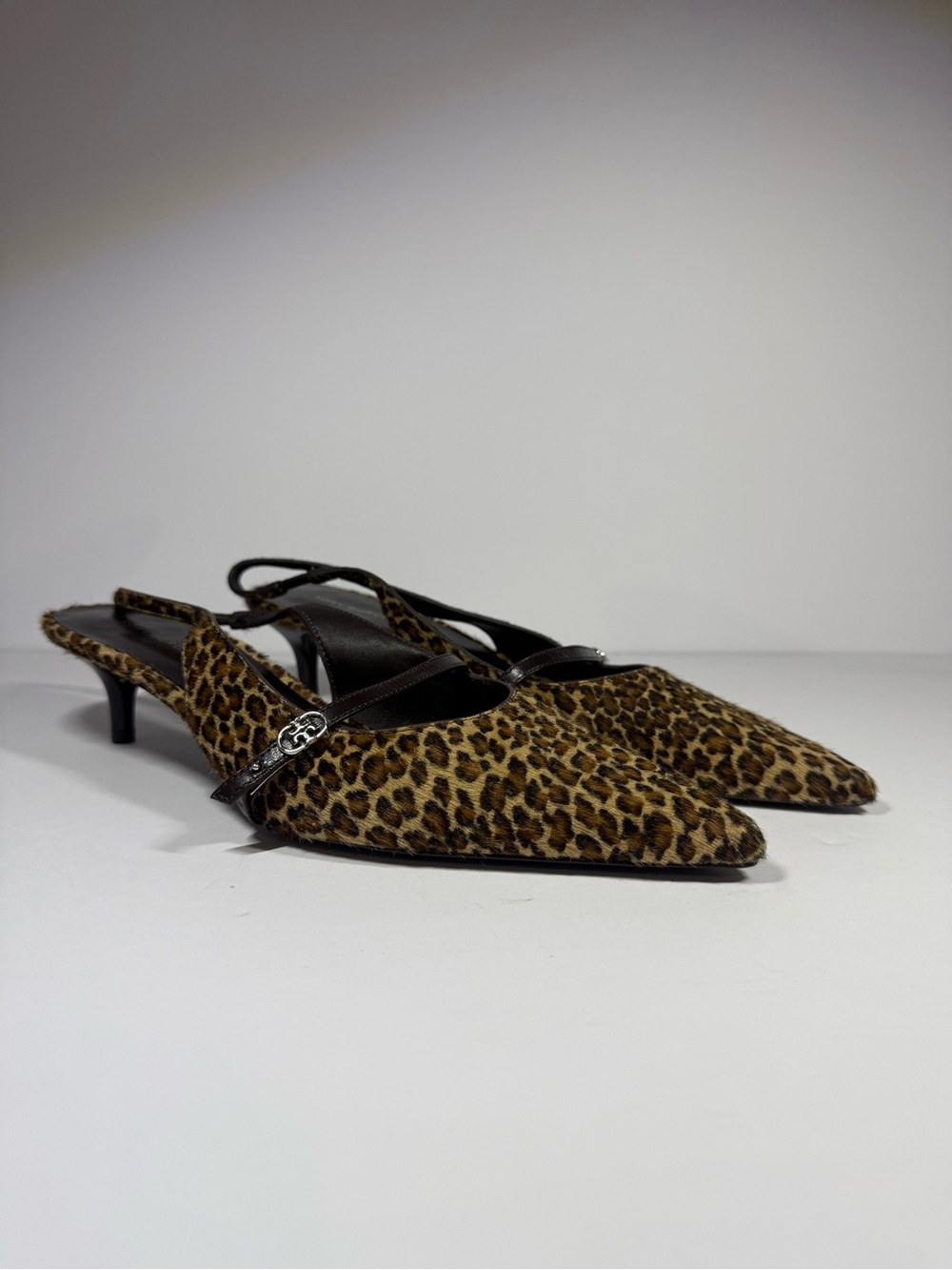 Tory burch Leopard Print Pointed Slingback Mules size7.5